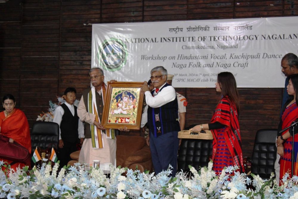 Governor La Ganesan at the inaugural programme of workshop on Hindustan Vocal, Kuchipudi Dance, Naga Folk and Naga Craft held at CTC Hall, Chümoukedima on March 26.